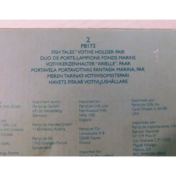 Party Lite Candle Votive Cups Fish Tales Set of 2 Boxed Multicolor 2.75 In. Tall - Picture 11 of 12